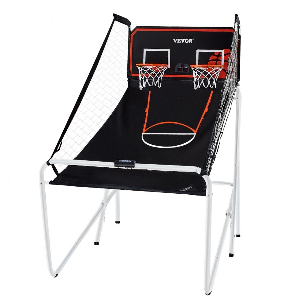 Jeu de basket-ball en salle de 2,05 m pour 2 joueurs, machine de basket-ball, support de ballon de basket-ball avec 4 balles, 8 modes de jeu et 2 cerceaux de basket-ball, tableau de bord et pompe de gonflage, pour enfants et adultes