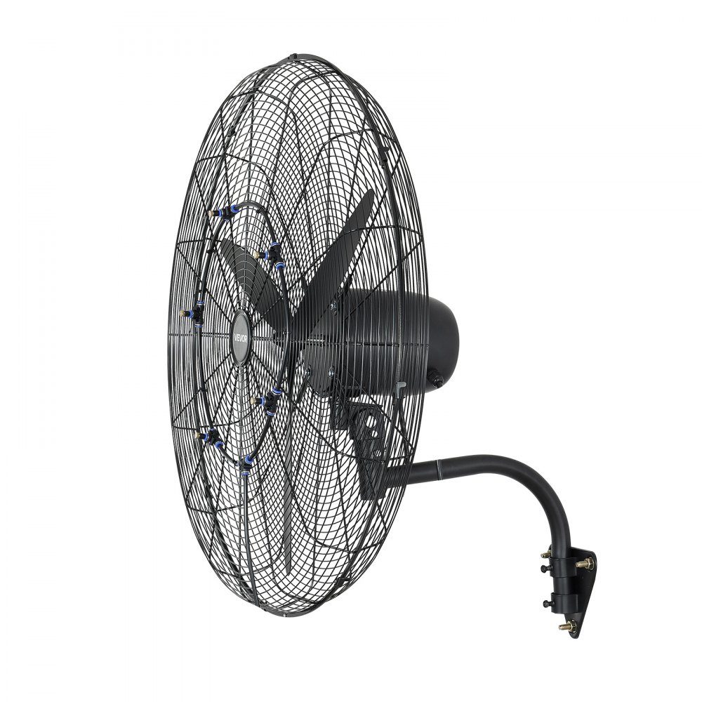115W Industrial Wall Fan 32" 5.9m/s Oscillating Wall Fan with 3 Levels Adjustable Angle and Mist Commercial Industrial Fan for Workshop Garage Warehouse Gym Black