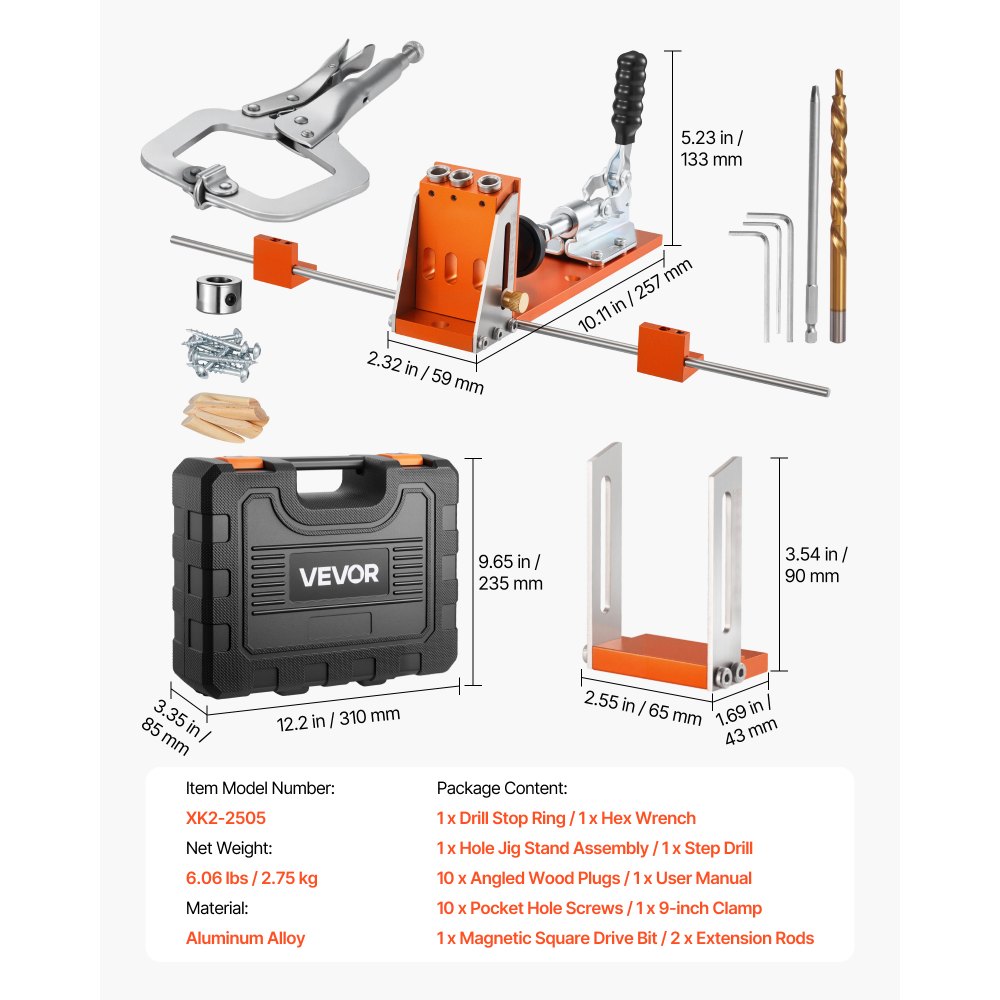 Pocket Hole Jig Kit Pocket Hole Jig Kit 12.7-38.1mm Jig Pocket Hole System with Tool Case C Clamp Step Drill Hex Wrench Drill Stop Ring Square Drive Bit Pocket Hole Jig Kit Pocket Hole Jig Kit 12.7-38.1mm Jig Pocket Hole System with Tool Case C Clamp Step Drill Hex Wrench Drill Stop Ring Square Drive Bit