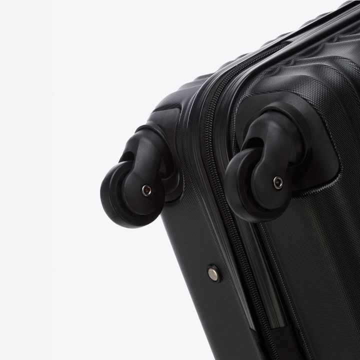 Großer Premium-Koffer Reisekoffer ABS-Kunststoff 96l mit schwarzen Rippen