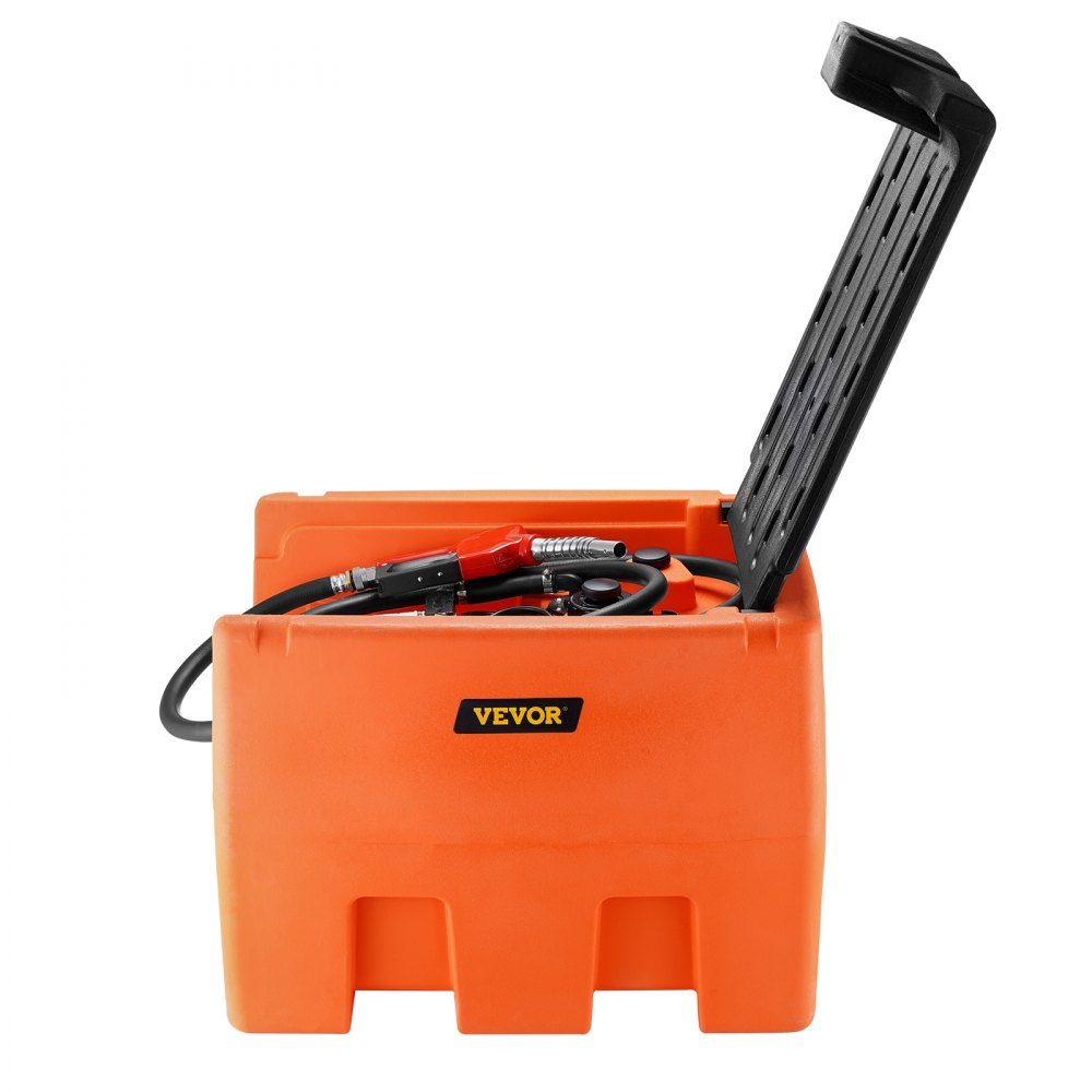 Portable diesel tank, 48 gallon capacity, 10.6 GPM pump speed, includes 12V electric pump, 13.1ft hose and automatic nozzle, orange diesel fuel tank for smooth transportation