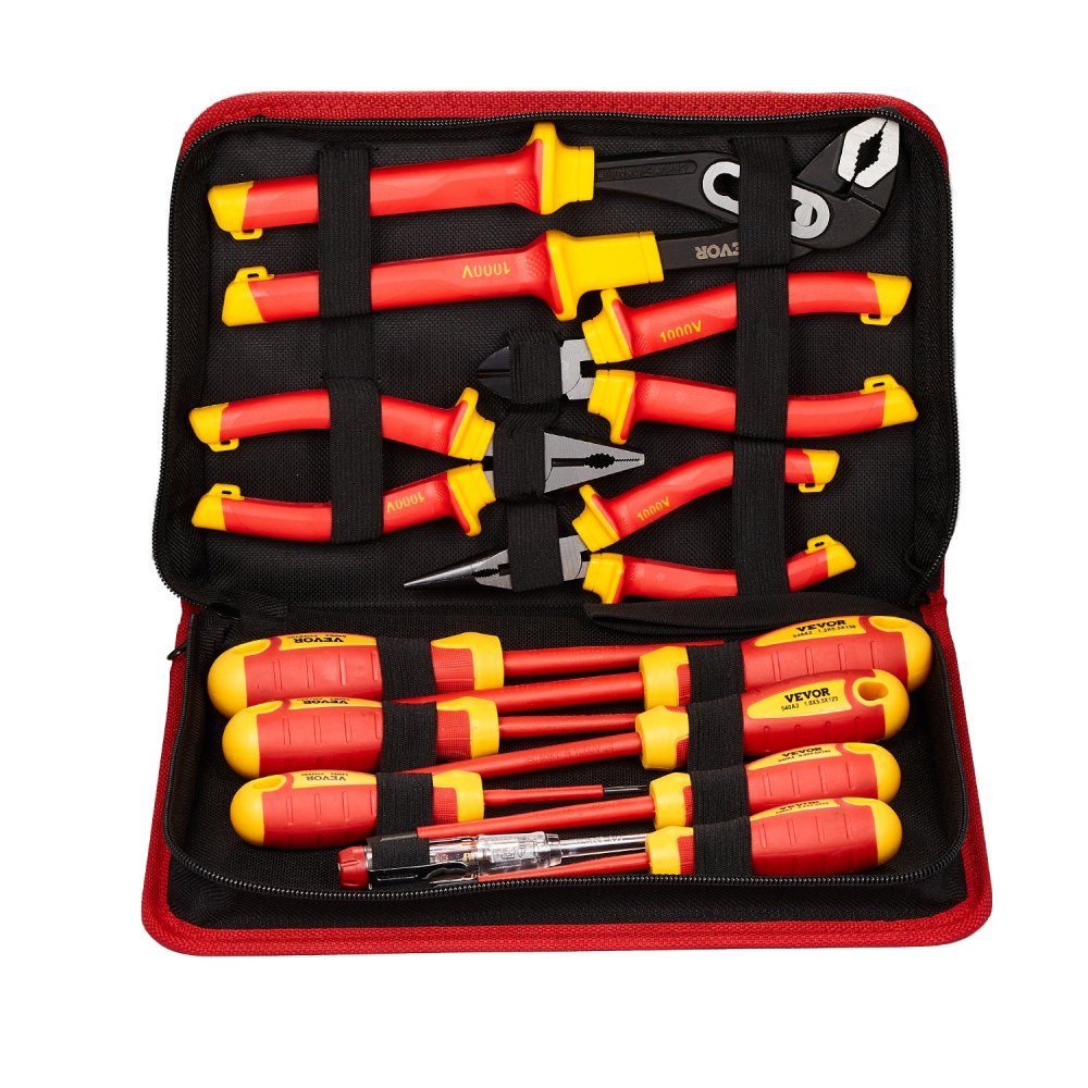 jeu de tournevis isolés 12 pièces. Jeu de tournevis électriques professionnels, jeu d'outils d'électricien isolés, avec pointes Phillips magnétiques, pinces isolées et pinces diagonales