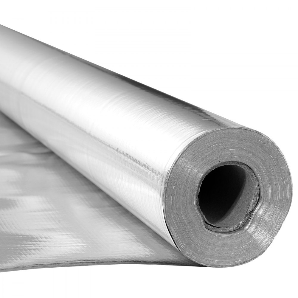Insulating film, non-perforated fabric insulation film, 0.15 mm, reflective film 38.1 m x 122 cm, double-sided heat reflection protection made of aluminum foil, thermal insulation roll for window roofs Insulating film, non-perforated fabric insulation film, 0.15 mm, reflective film 38.1 m x 122 cm, double-sided heat reflection protection made of aluminum foil, thermal insulation roll for window roofs