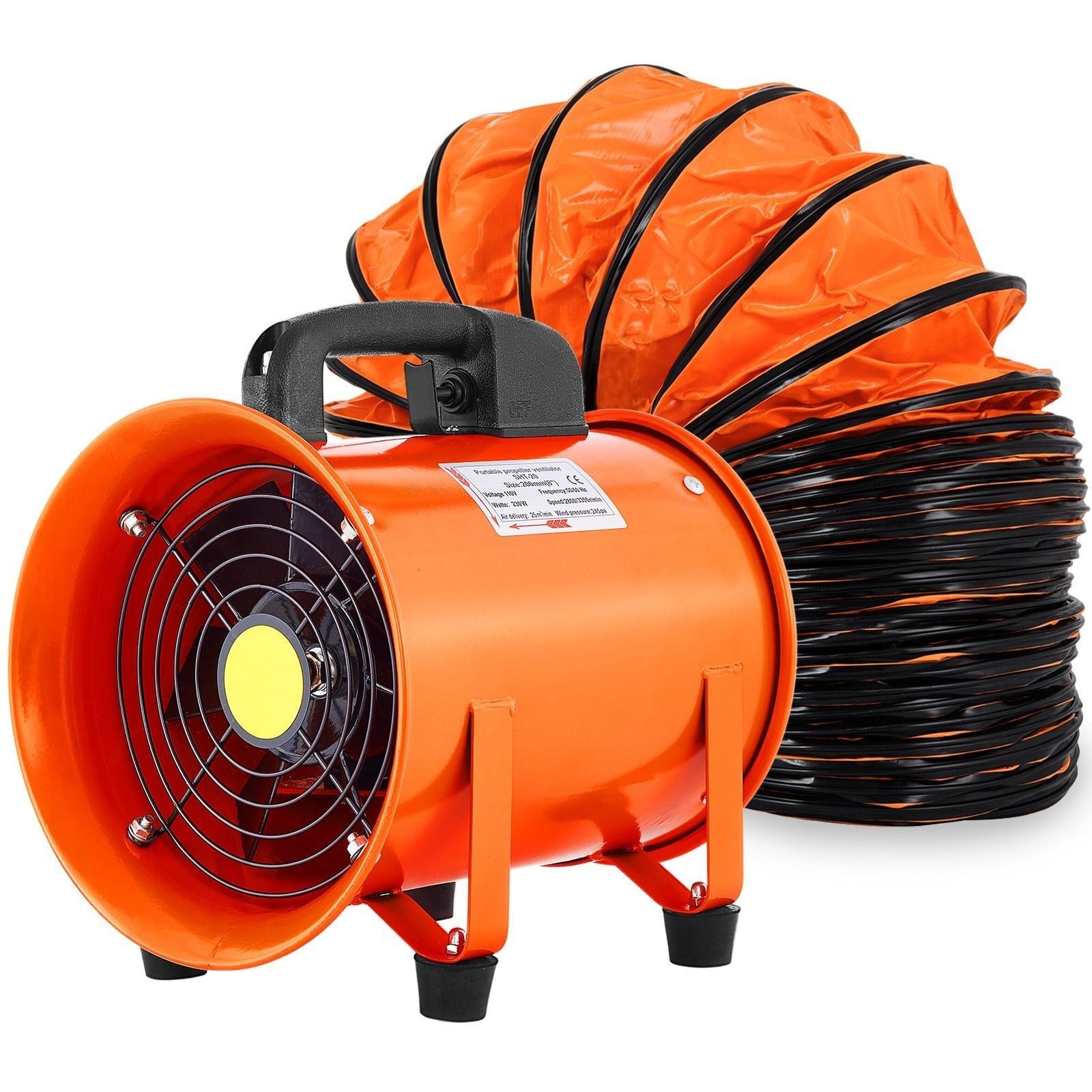Bouwventilator 230W axiaalventilator 2800 rpm axiaalventilator windmachine met 10 meter PVC-slang 1500 m3/u luchtstroom industriële ventilator koelen en drogen