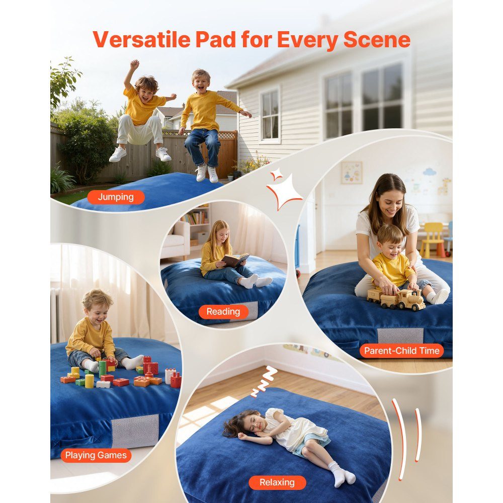 Crashpad 150 x 150 cm, Kindermatte mit Schaumstoffblöcken und waschbarem Bezug, Weichschaum-Landezone, Fallschutzmatte, Ausstattung für Sinnesräume zum Springen, Entspannen, Spielen