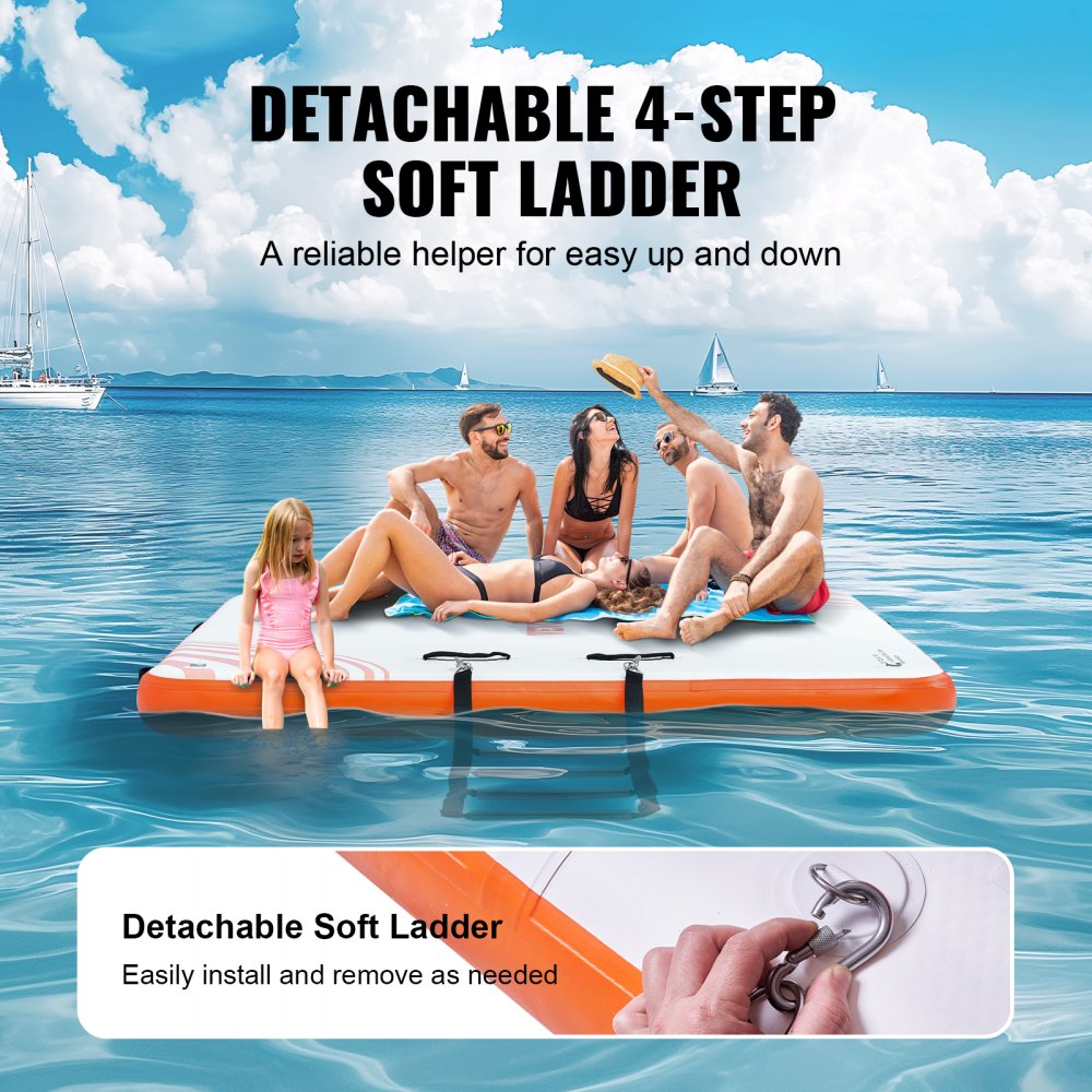 Opblaasbaar drijvend dok 8" x 6" dokplatform Antislip water drijvende dokmat met draagbare draagtas en afneembare ladder Drijvend platform Eilandvlot voor zwembadstrand Opblaasbaar drijvend dok 8" x 6" dokplatform Antislip water drijvende dokmat met draagbare draagtas en afneembare ladder Drijvend platform Eilandvlot voor zwembadstrand