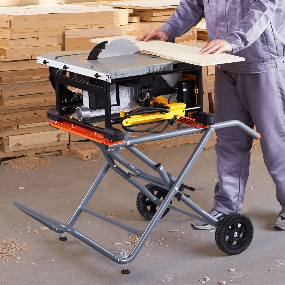 Table Saw Stand, 158kg Load Capacity, Rolling Folding Base with 8" Rubber Wheels, Easy Storage, Universal for Most Brands Table Saws, 1100 x 760 x 620mm