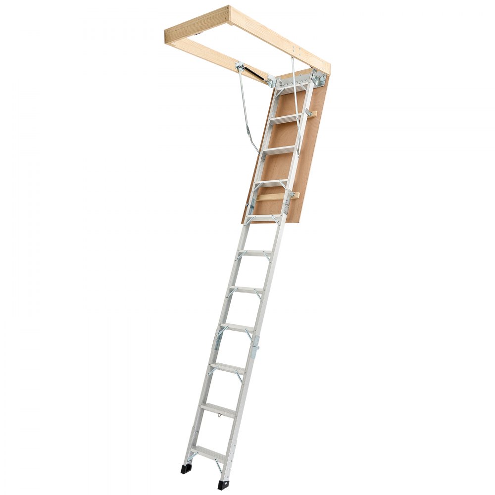 Échelle de sol, capacité de charge 170 kg, échelle de grenier réglable en hauteur de 3 à 3,13 m, escalier de grenier pliable en aluminium, idéal pour accéder au grenier, balcons à l'étage