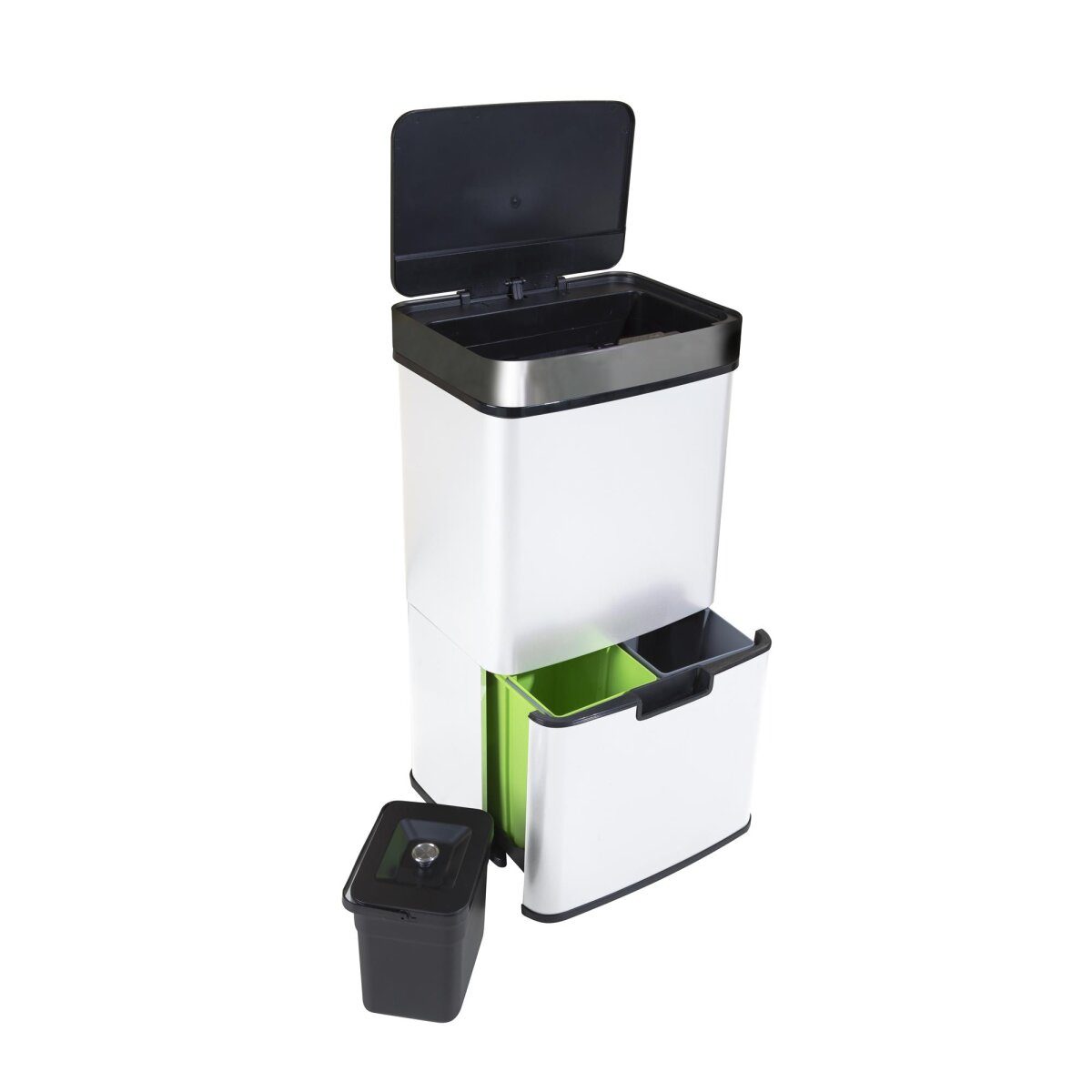 Ribelli Sensor-Mülleimer, mit 4 Fächern, 72 L, weiß