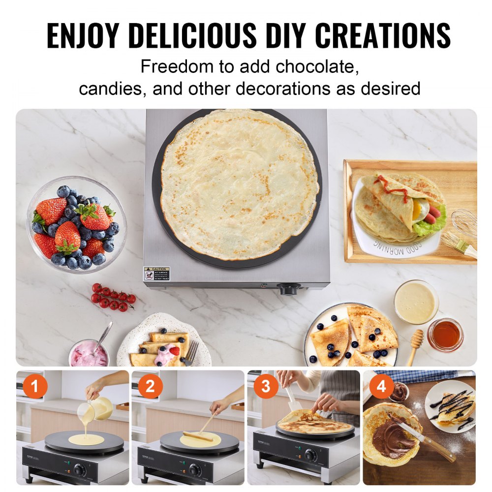 electric crepe maker crepe machine 3000W flat crepe griddle 40cm, non-stick stainless steel pancake stove, round cereal pancake stove, temperature control electric crepe maker crepe machine 3000W flat crepe griddle 40cm, non-stick stainless steel pancake stove, round cereal pancake stove, temperature control