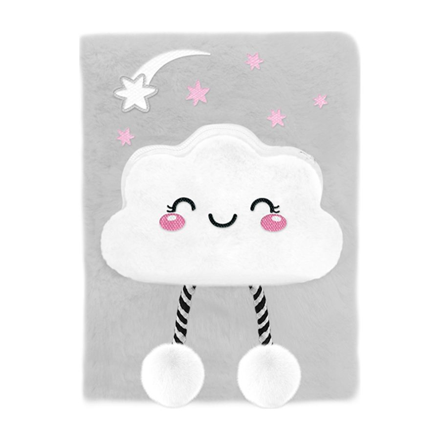 Journal en peluche Cloud BeUniq avec poche