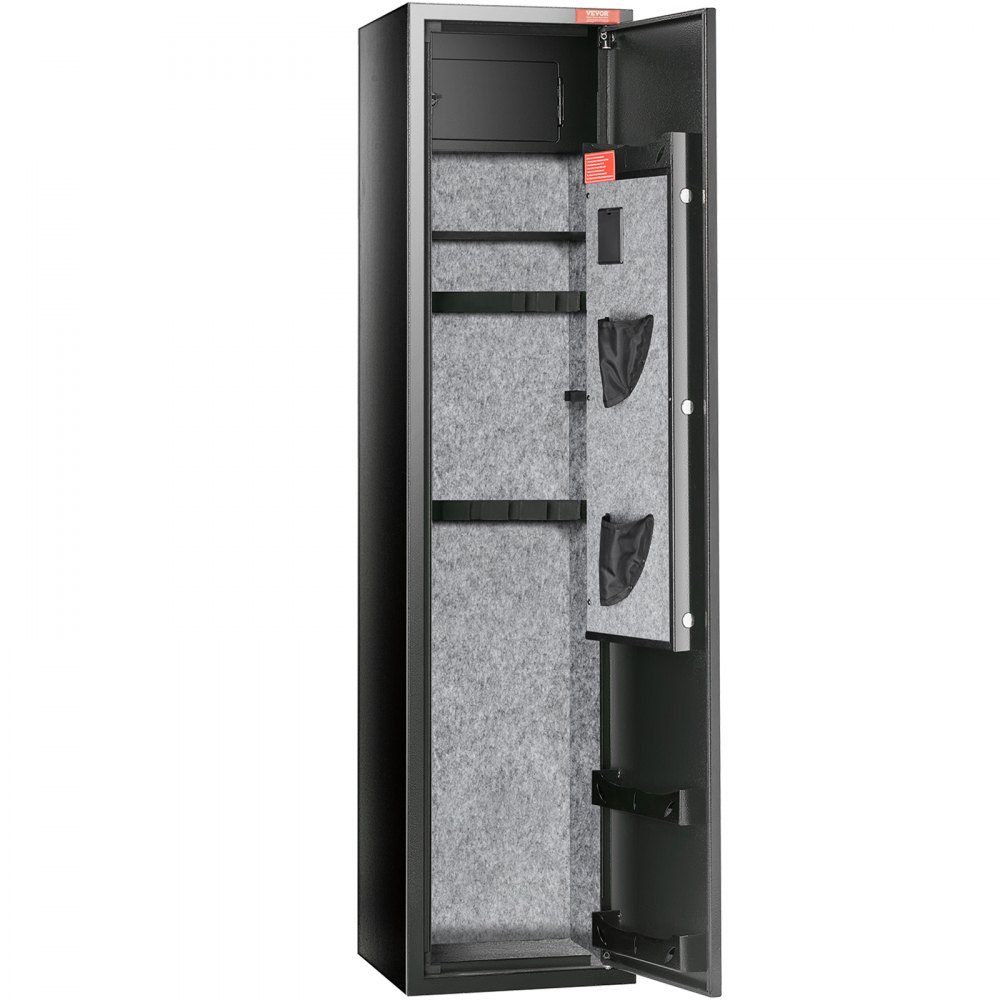Waffenschrank für 6 Gewehre, Waffentresor mit digitalem Tastenschloss, Waffenschrank mit integriertem Ablagefach, herausnehmbares Ablagefach