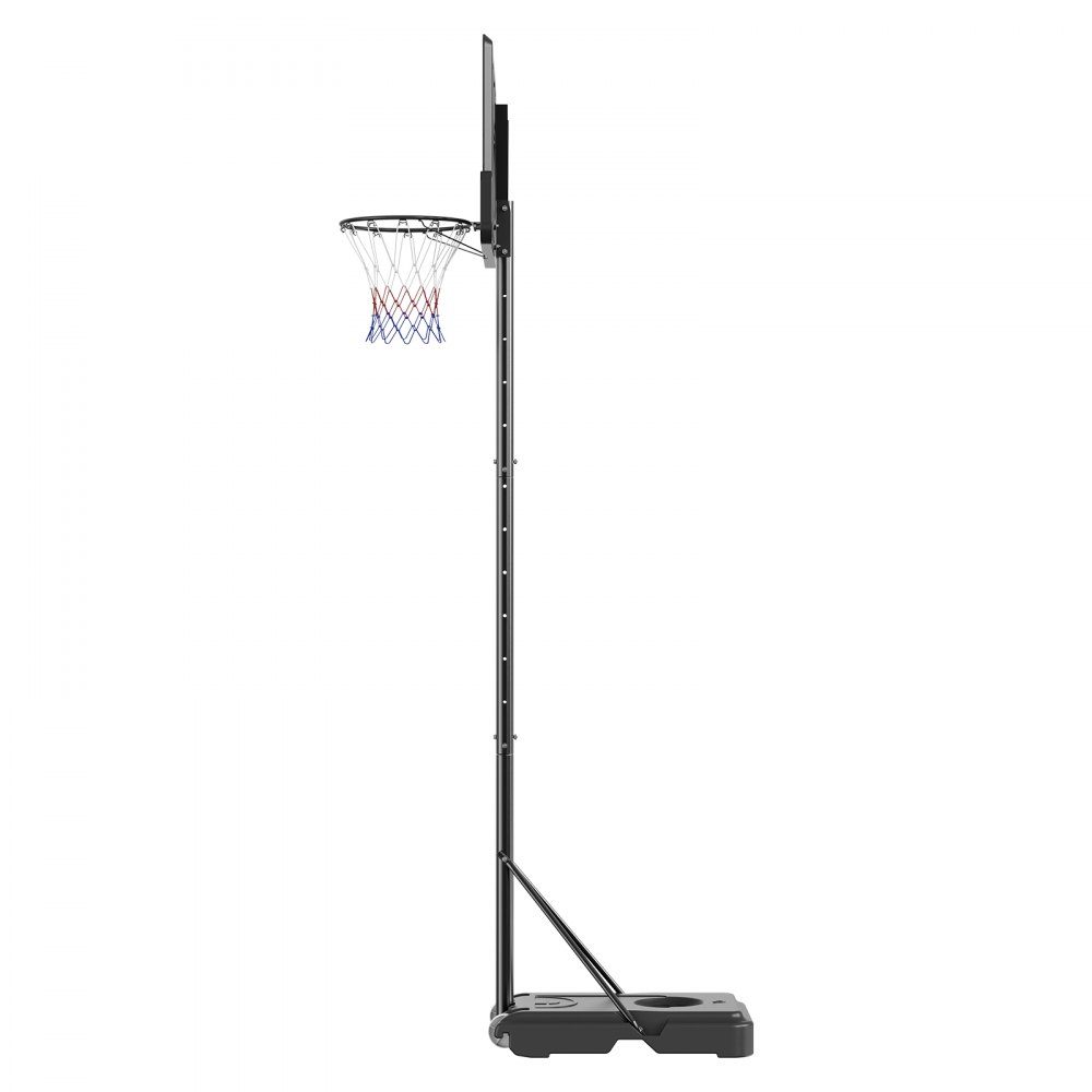 Panier de basket-ball d'extérieur, support de basket-ball réglable en hauteur de 122 à 305 cm, système de basket-ball noir résistant aux intempéries et à la rouille, support de panier de basket avec mobile à eau ou à sable