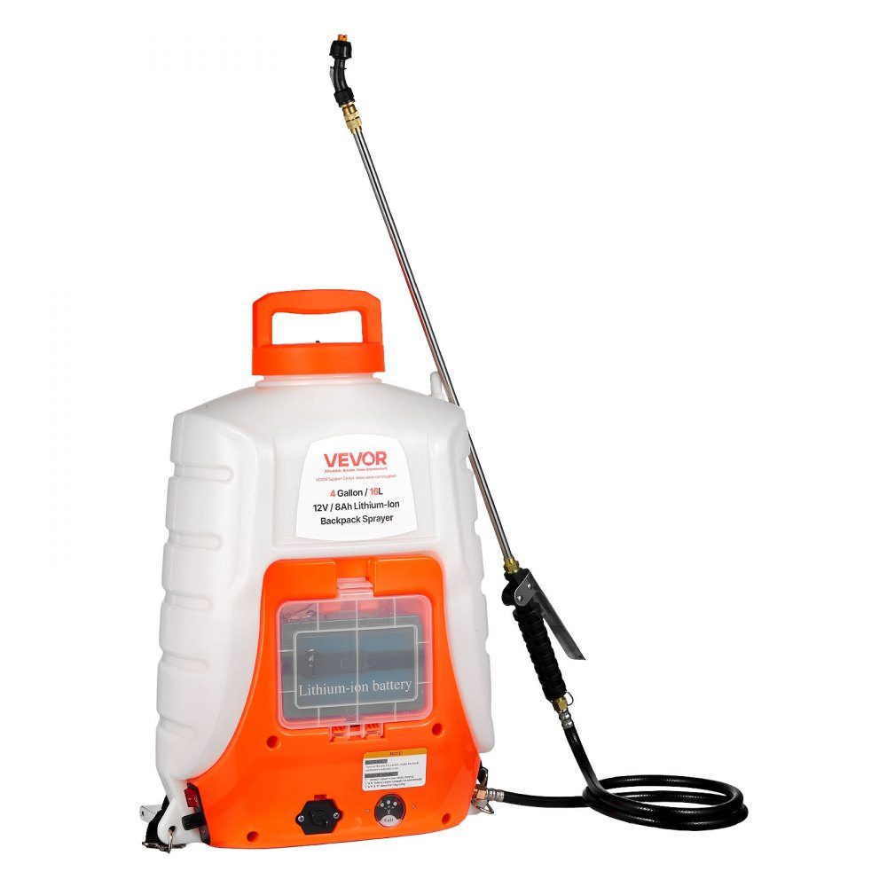 Accudruksproeier 15L rugzaksproeier 8Ah lithium-ion accudruksproeier 90PSI kunstmestsproeier 4,1L/min tuinsproeier met schouderbanden plantensproeier tuinbesproeiing desinfectie wasstraat