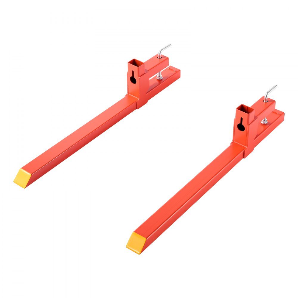 Pallet Forks, 907kg Clamp Fork Carrier, 1090mm Overall Length, Quick Attach Forks, Compatible with Tractor Attachments, Loader Bucket and Skid Steer Loader, Orange