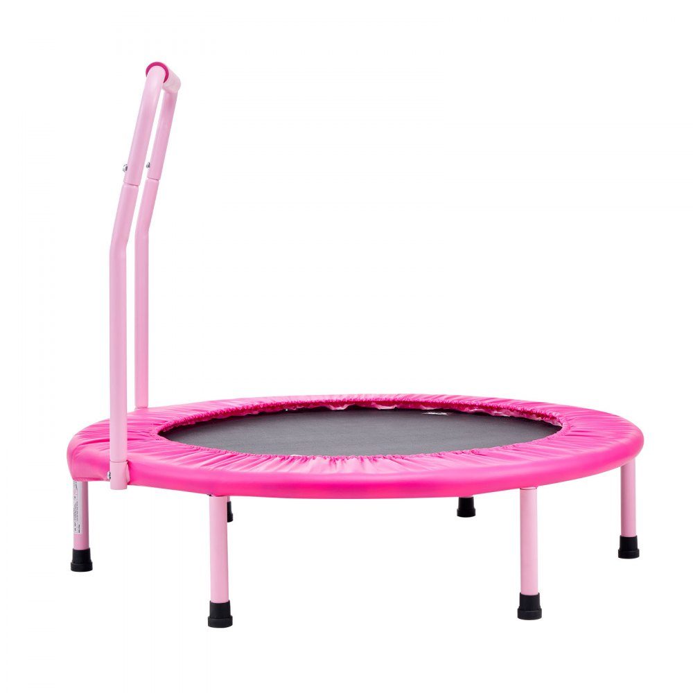 Trampolina dla dzieci, trampolina zewnętrzna, składana trampolina 36 cali z uchwytem, ​​trampolina do odbijania, trampolina ogrodowa dla małych dzieci, prezent urodzinowy dla dzieci w wieku 3 lat i starszych, nośność 100 kg, różowy