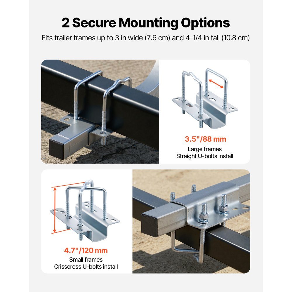 Boat trailer guide 425 mm / 475 mm (installation height), 0-18 cm adjustable, made of reinforced steel with thick support plates, for pontoon trailers with supports (L-beam/box/C-profile)