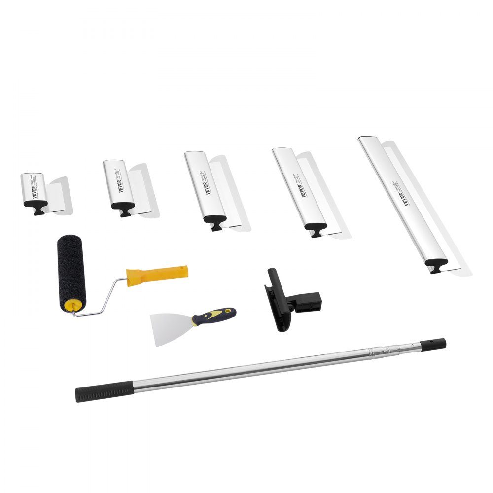 Ensemble de lames de spatule pour cloisons sèches, lames de spatule 178/254/356/406/610 mm + barre de poignée d'extension 862-2072 mm, couteau en acier inoxydable, outils de spatule pour plaques de plâtre/plaques murales/plaques de plâtre