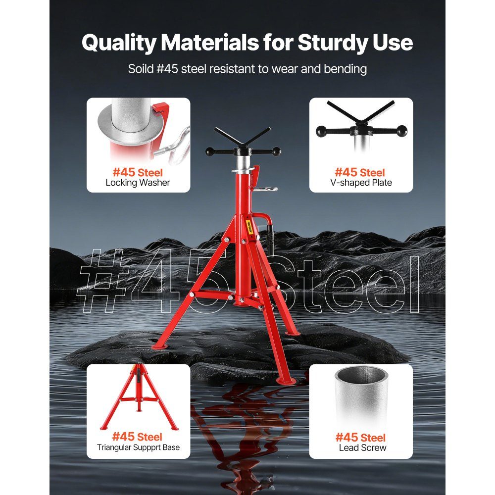 V Head Pipe Stand Height Adjustable 710-1320mm Pipe Stand 1134kg Portable Folding V Head Pipe Stand