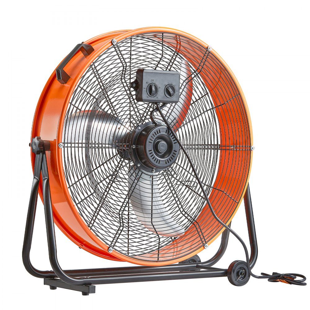 Ventilateur à tambour, ventilateur de sol, usage commercial robuste, vitesse continue 8900 CFM, inclinaison réglable à 360°, ventilateur de sol industriel pour entrepôt, atelier, usine