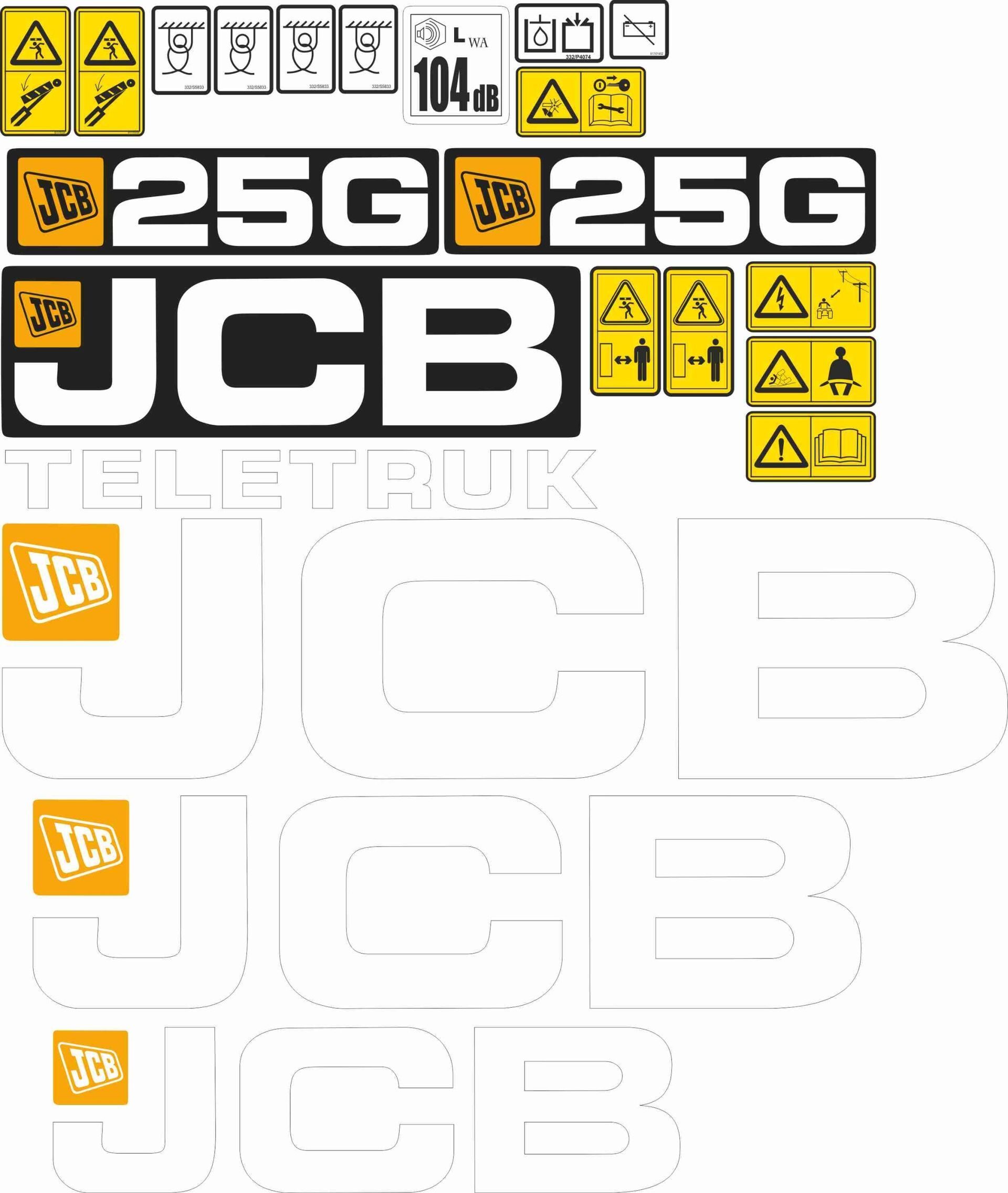 STICKERSET VOOR EEN JCB TELESCOPISCHE HANDLER 20G; 25G; 30G; 35G