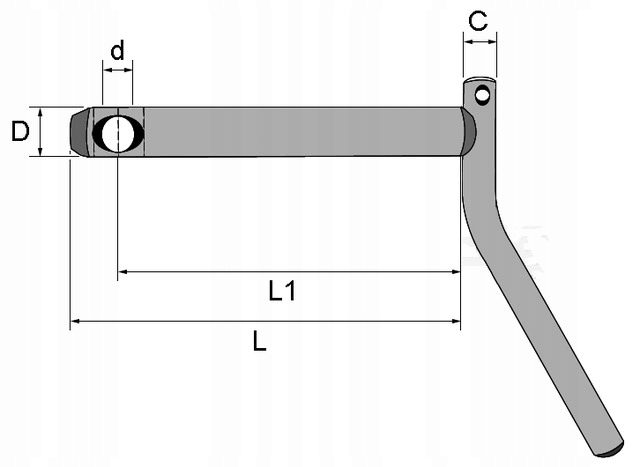 Universele borggrendel met handgreep 37x175mm