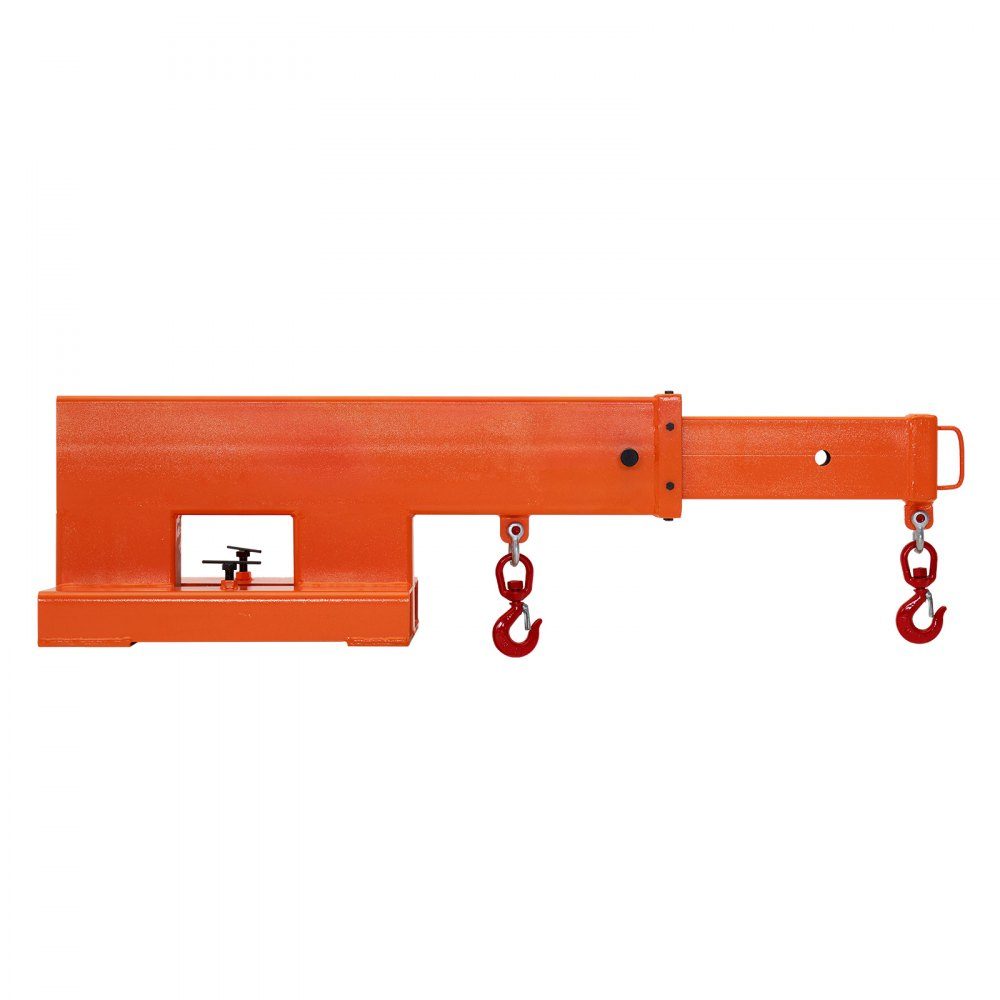 Kranarm für Gabelstapler 2495 kg, Gabelstapler-Lastarm mit 2 360°-Schwenkhaken, manueller 3-stufiger Teleskoparm für 1200–1867 mm Ausfahrbereich, Gabelstaplerkranzubehör für Baustellen-Fabriklager