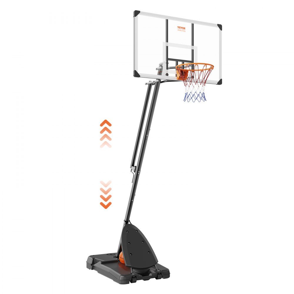Basketbalring Outdoor basketbalring met standaard 232-305 cm in hoogte verstelbaar, draagbare basketbalstandaard met wielen, basketbalset voor kinderen en volwassenen, standaard en vulbare basis, zwart