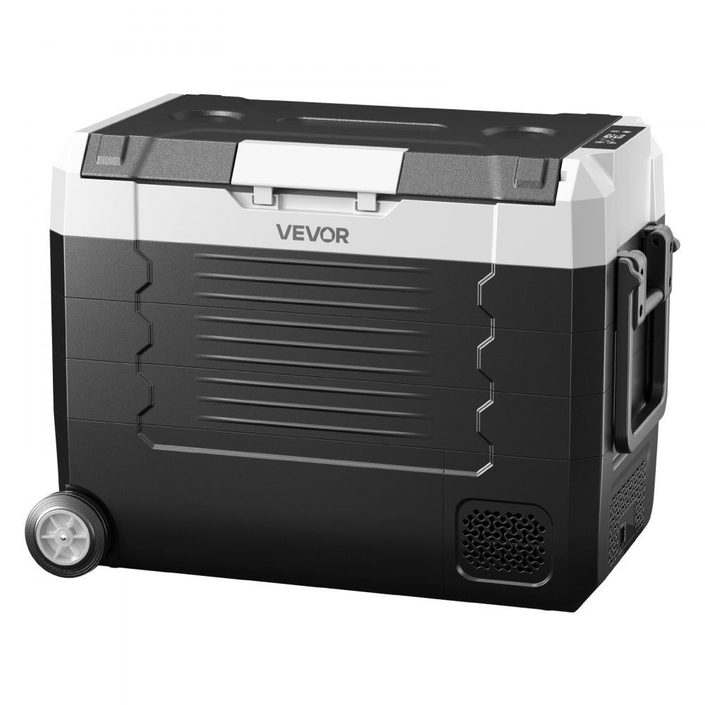 Compressor Cooler 12/24V DC 100-240V AC, Car Fridge 45L with App Control & Wheels & 2 Temperature Zones (-20°C to 20°C), Portable Fridge for RV, Boat, Camping, Fishing