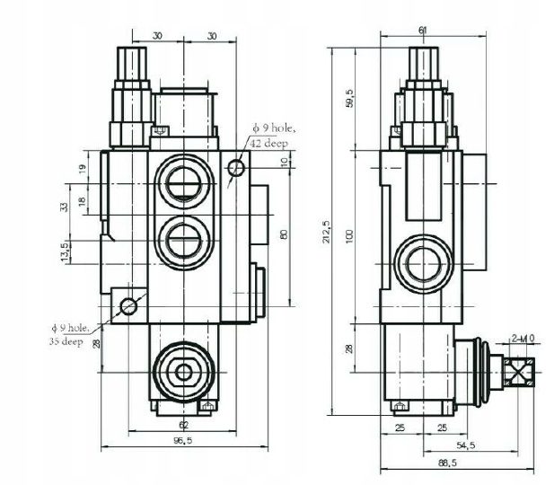 Hydraulischer Verteiler Monoblock-Hebelsteuerung 3-TEILIGER VERTEILER 40L + ANSCHLUSSSATZ
