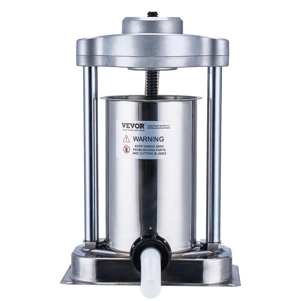 Manueller Wurstfüller, 2 l/5 lbs vertikale Wurstmaschine mit G-Typ-Klemme, Fass aus Edelstahl 304 in Lebensmittelqualität mit 2 Füllrohren, für Zuhause, Küche, Restaurant, Gewerbe