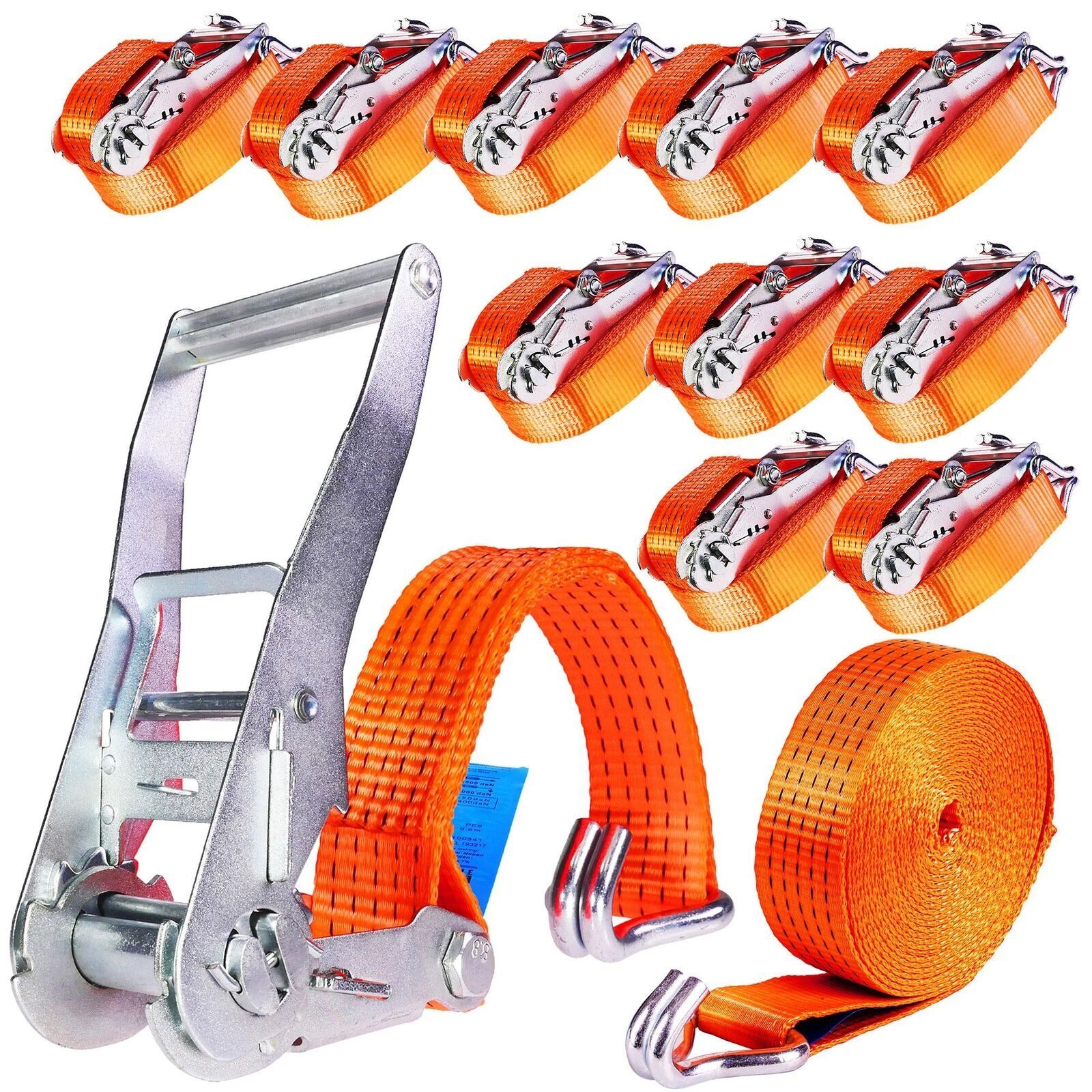 %VENTE% 10x sangles d'arrimage avec cliquet et crochets 5t 8m 50mm sangles d'arrimage sangle à cliquet