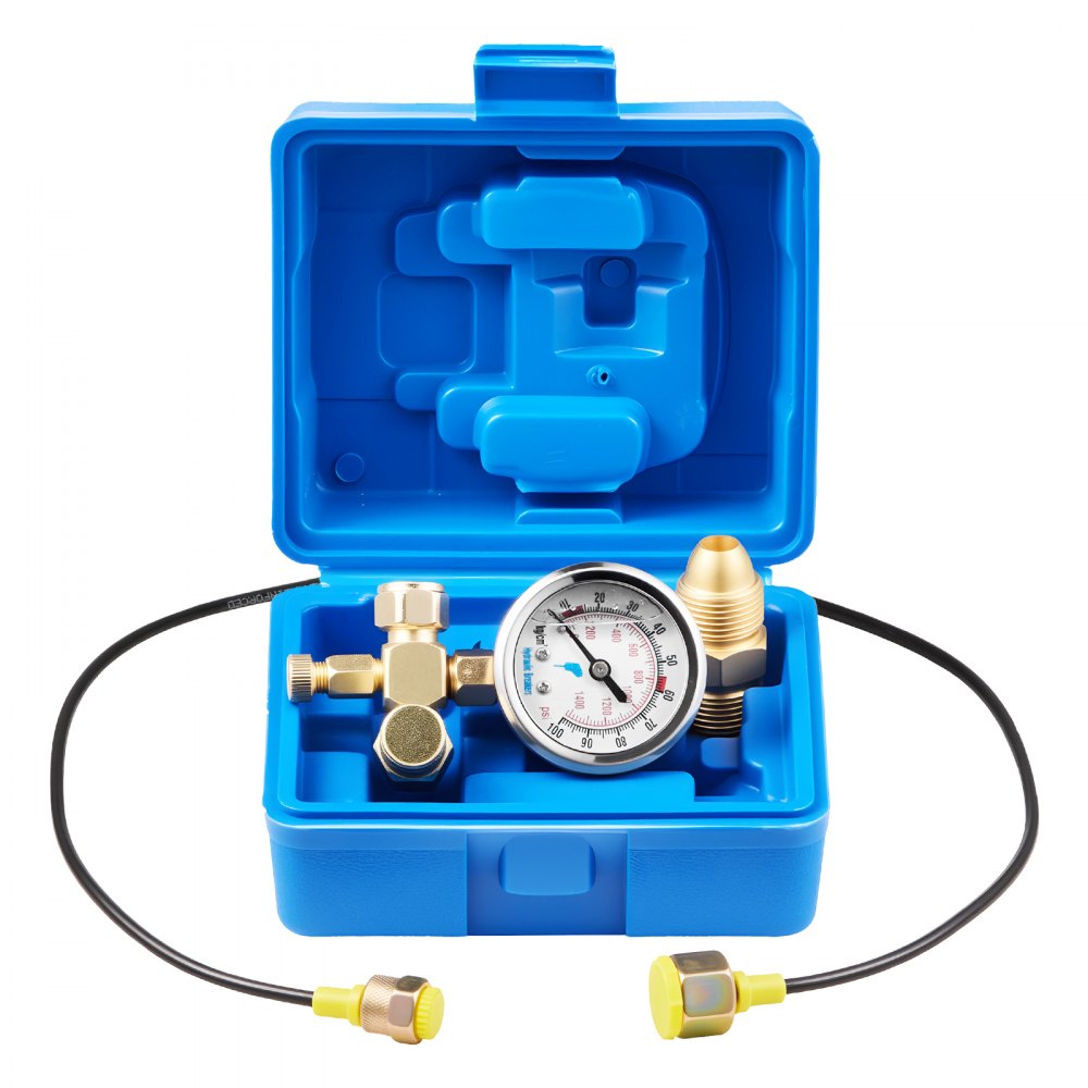 Hydraulic Nitrogen Storage Loading Kit, 0-1420 PSI Nitrogen Filling Kit, Pressure Test System with 1 Pressure Gauge & 1 Gas Hose & 1 Valve Body & 1 CGA580 Adapter for Construction Machinery