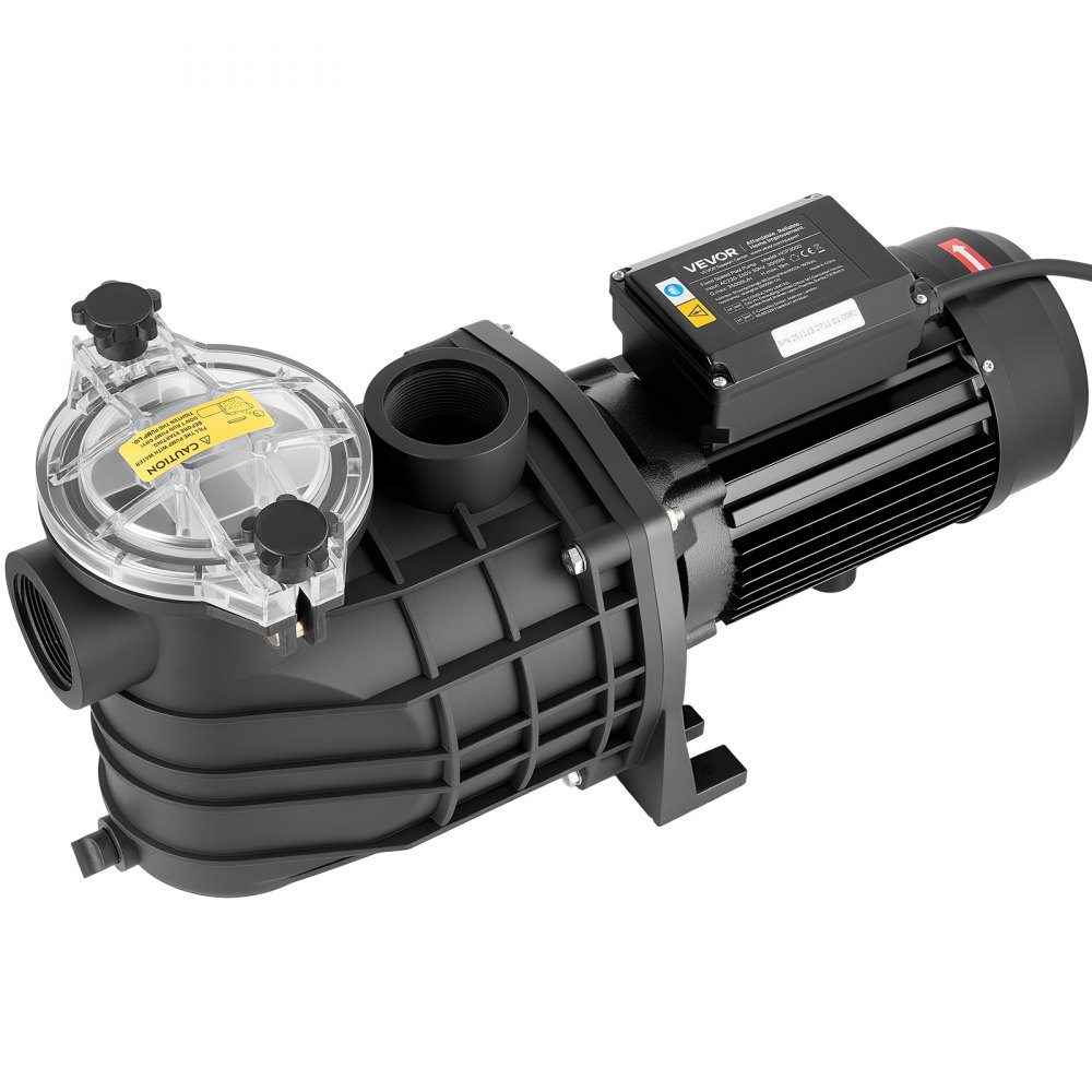 Zwembadpomp 3 kW, filterpomp 35.000 L/H max. debiet, eentraps zwembadpomp 2860 tpm, 19 m max. hoofd, met 24-Stunden-Timer en filtermand, voor bovengrondse en ingebouwde zwembaden en spa's