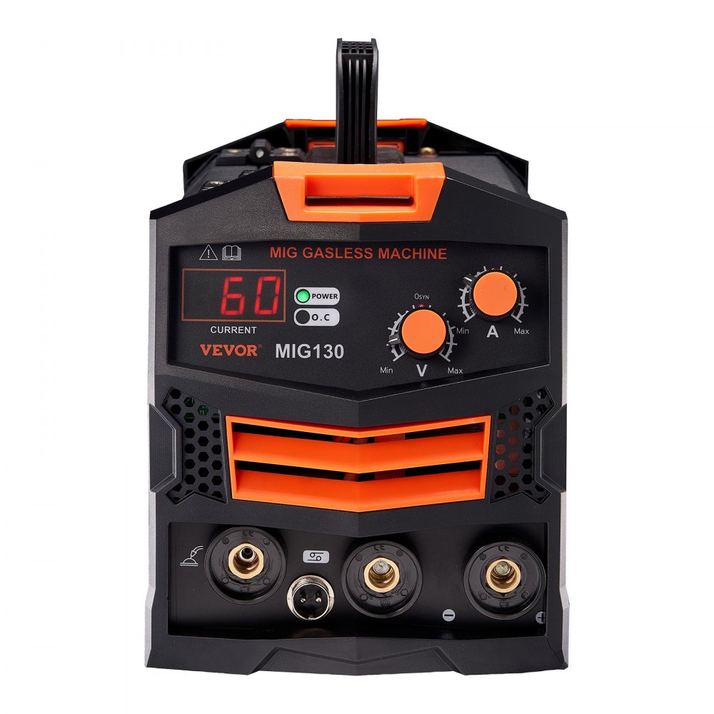 MIG Welder, 130A Synergic MIG Welding Machine, Gasless Cored Wire Welder, Portable MIG Welder with IGBT Inverter Technology and Digital Display Screen
