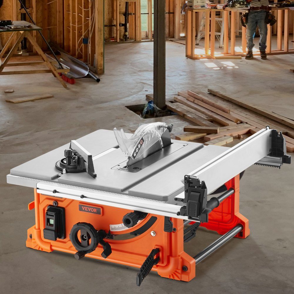 Tischkreissäge 4400 U/min, Tischkreissäge 1800 W, 85 mm bei 90° Querschnitt / 60 mm bei 45° Schrägschnitt, Winkelanschlag -60˚/60˚, ideal zum Schneiden von Holz und für DIY-Holzbearbeitungsprojekte