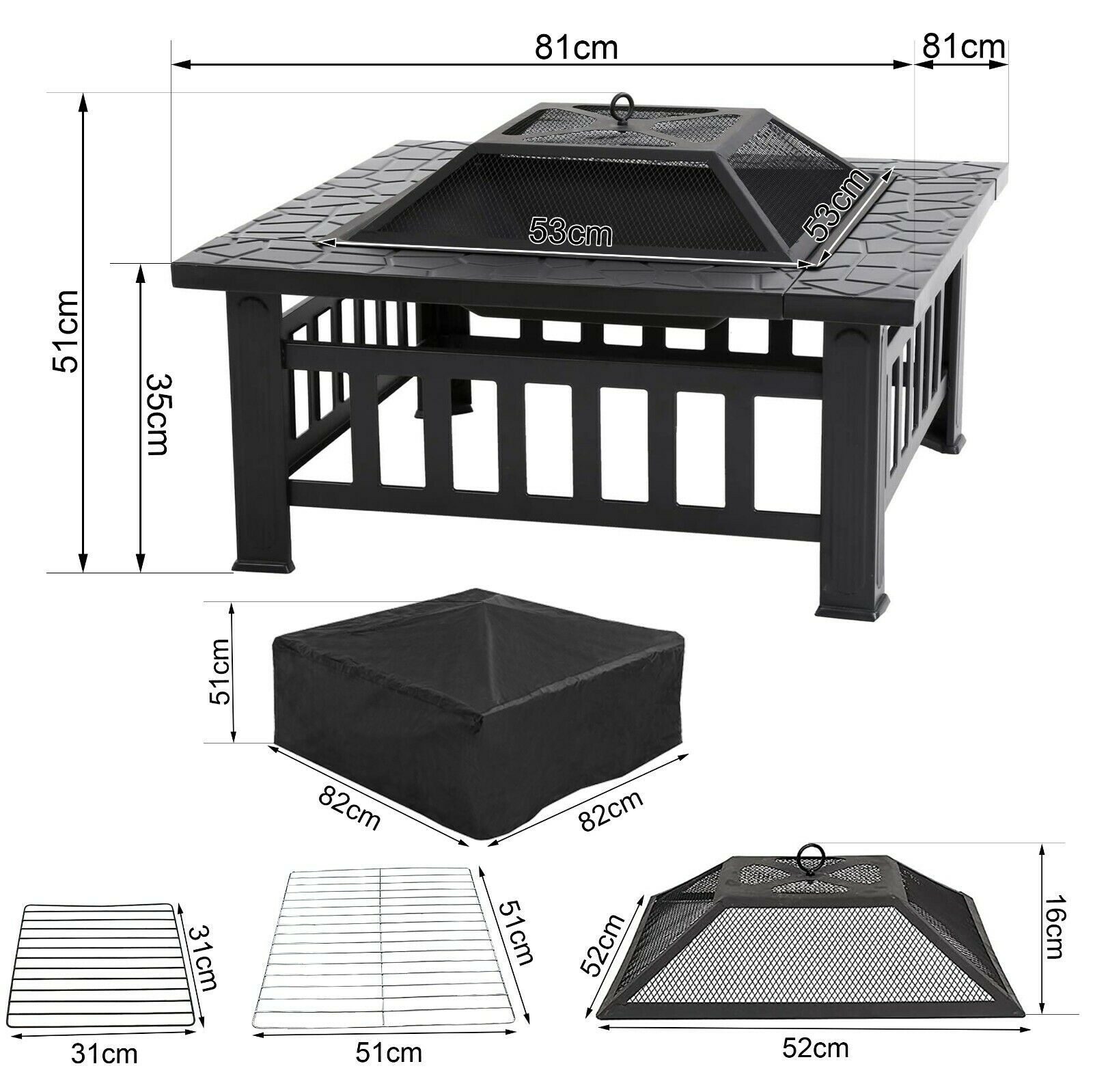 #SALE# XXXL 3 in 1 Feuerschale Grill BBQ Smoker