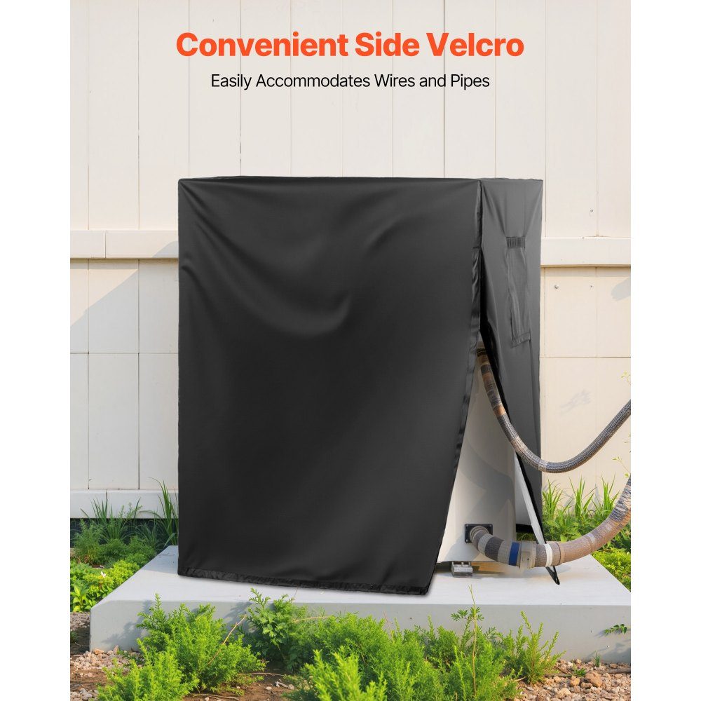 Air Conditioner Cover 960 x 960 x 1010mm Triple Layer Waterproof Polyester Fabric Protective Cover Universal Fit Black