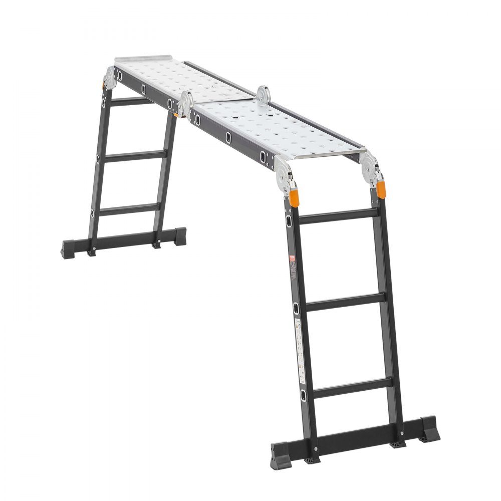 Multipurpose Ladder, 7 in 1 Multifunctional Ladder, A-Frame with 3 Steps and Scaffolding Board, Telescopic Ladder, Ladder Scaffold 3550mm, Heavy Duty Ladder, 150kg Load Capacity, for Home Outdoor Use