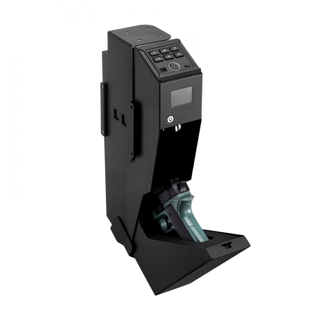 Gun safe gun safe with fingerprint/password (6-digit keypad)/key, gun safe gun case box with LED for 1 gun & magazine, 190 x 98 x 425 mm gun box for bedside table Gun safe gun safe with fingerprint/password (6-digit keypad)/key, gun safe gun case box with LED for 1 gun & magazine, 190 x 98 x 425 mm gun box for bedside table