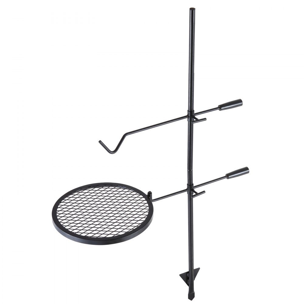 Drehspieß-Schwenkgrill aus Stahl 360 x 360 mm, Holzkohlegrill, doppellagiger Grillrost, Grillrost, 6 kg Tragkraft, 300 ℃, freistehender Spießbratengrill, BBQ-Grill, Grillwagen, Grill im Freien
