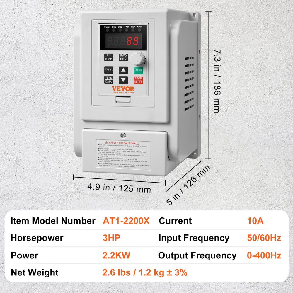 2,2kW 10A 3HP frequentieomvormer VFD AC 220-240V frequentieregelaar snelheidsregelaar frequentieomvormer omvormermotor VFD omvormer variabele frequentie driver inclusief 20cm stuurkabel