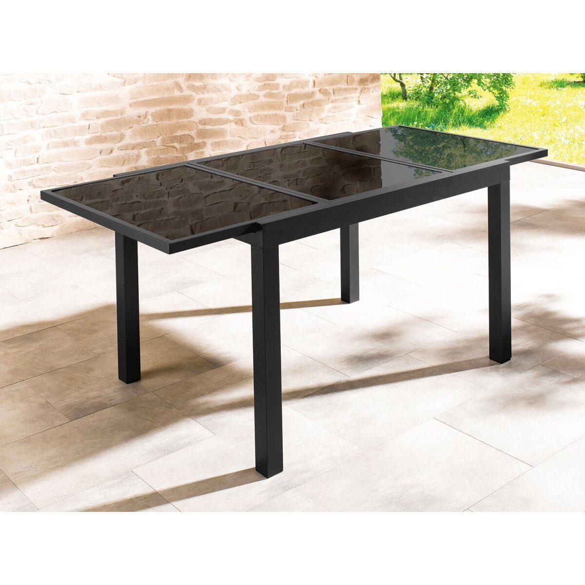 Gartentisch Aluminium schwarz ausziehbar