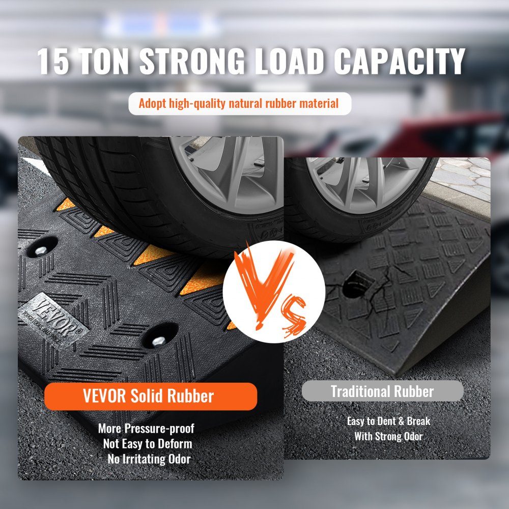 2 x Threshold Ramp, Solid Rubber Door Threshold Ramp, Maximum Load up to 15 Tons, Curb Ramp, 48.3 x 33 x 12.7 cm, Wheelchair Ramp, Access Ramp, Rubber Ramp, Ideal for Uneven Floors, Curbs
