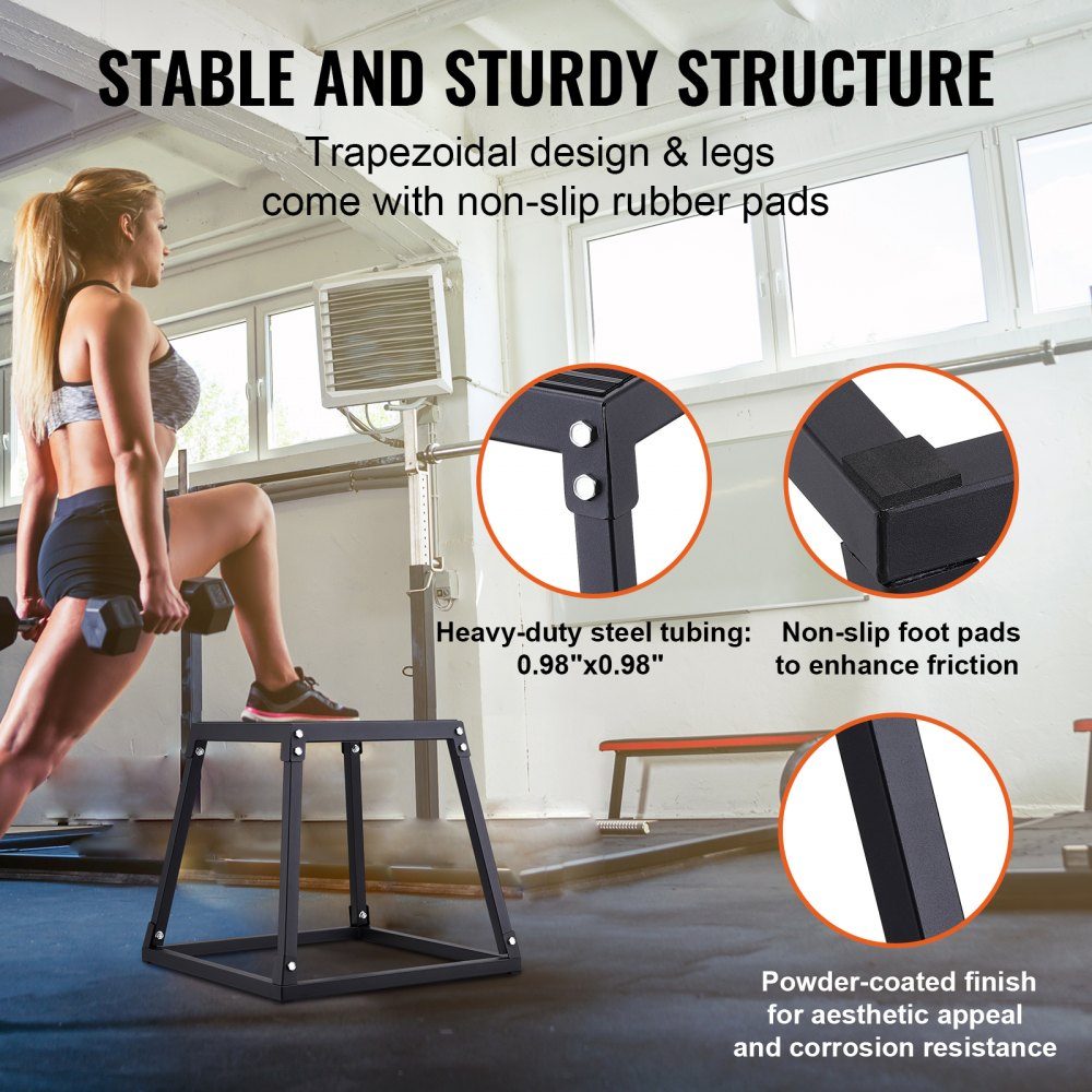3 Piece Plyometric Jump Boxes, 305/458/609mm Plyometric Box Black, Non-Slip Fitness Exercise Step Up Box Set for Home Fitness Training, Conditioning Strength Training, Portable Jump Training