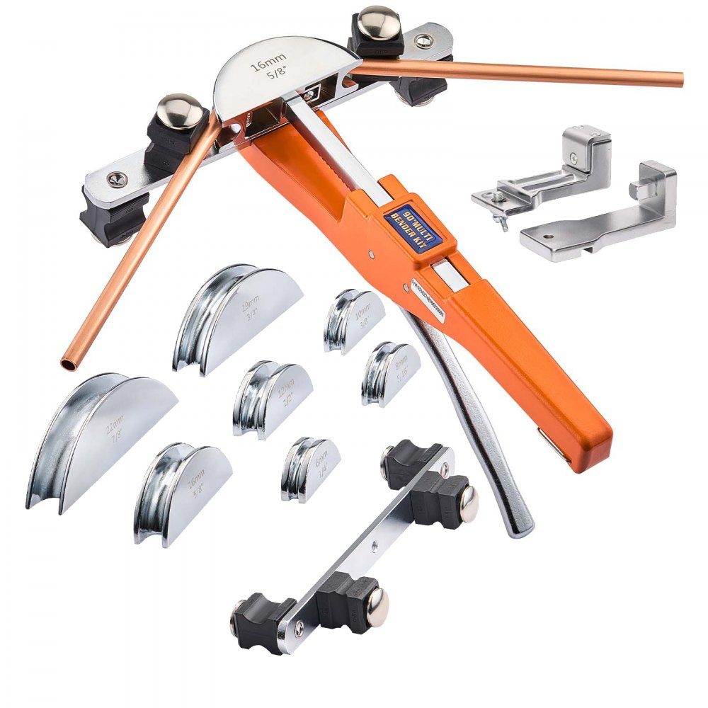 Rohrbieger 6-22 mm, Biegemaschine bis 90°, Vorwärts-/Rückwärts-Handbiegegerät, Rohrbieger mit 7 Biegebacken aus Aluminiumlegierung, für Kupferrohre in der Klima- und Kältetechnik
