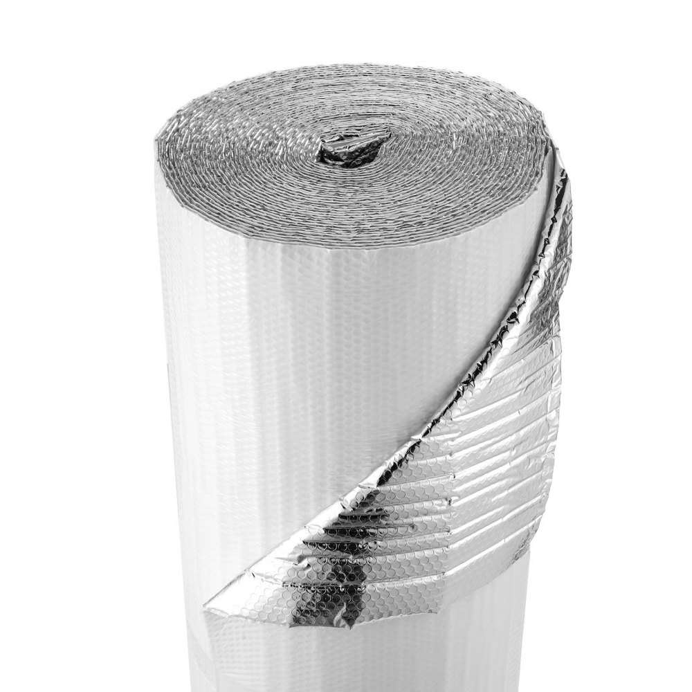 Film isolant, film isolant avec coussins d'air, 6 mm, 122 cm x 30,48 m, feuille d'aluminium, film PE blanc, protection réfléchissant la chaleur, rouleau d'isolation thermique pour portes de garage, fenêtres, toits de camping-car. Film isolant, film isolant avec coussins d'air, 6 mm, 122 cm x 30,48 m, feuille d'aluminium, film PE blanc, protection réfléchissant la chaleur, rouleau d'isolation thermique pour portes de garage, fenêtres, toits de camping-car.