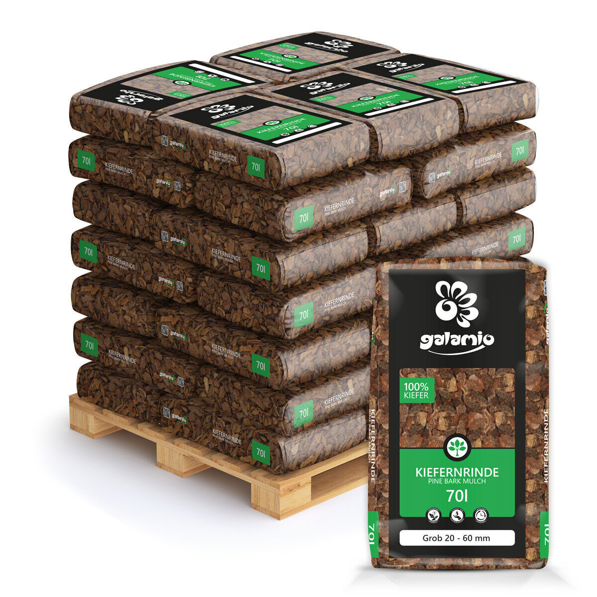 Kora Mulcz Ogród Dekoracja Sosna Gruba 20-60 mm 70L x 36 Worków 2520L Paleta Kora Mulcz Ogród Dekoracja Sosna Gruba 20-60 mm 70L x 36 Worków 2520L Paleta