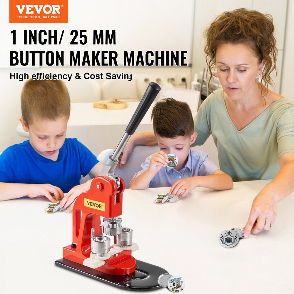 Button Maker Machine, 25mm (1 inch) Badge Punch Set, Pin Maker for Kids DIY Gifts, Button Making Accessories with 500 Button Pieces, Circle Cutter and Magic Book