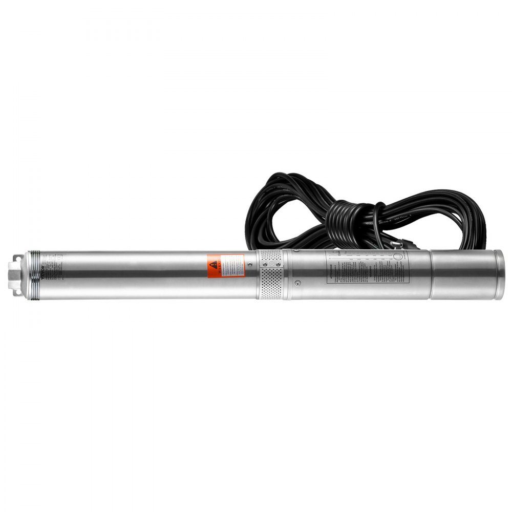 Deep Well Submersible Pump, 750W, 230V, 60Hz, 7.1m³/h Max Flow, 75m Max Head, with 9.1m Power Cable, Stainless Steel Water Pump for Industrial, Irrigation and Home Use, Water Rating IP68